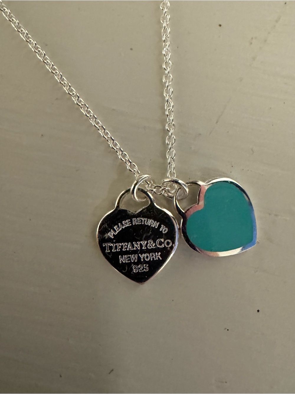 Tiffany & Co. Silver Heart Tag Necklace with Turquoise Enamel Heart